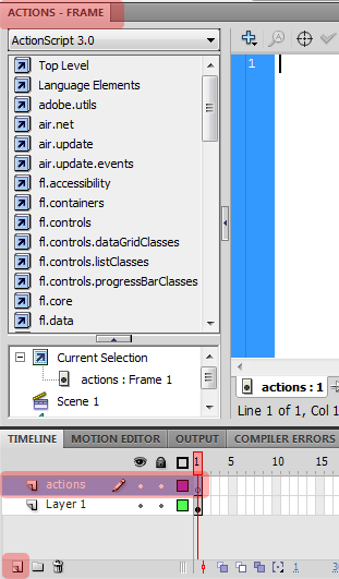 Actionscript layer and panel