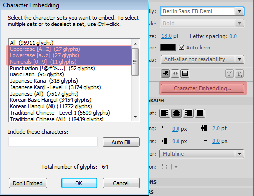 Flash Character embedding